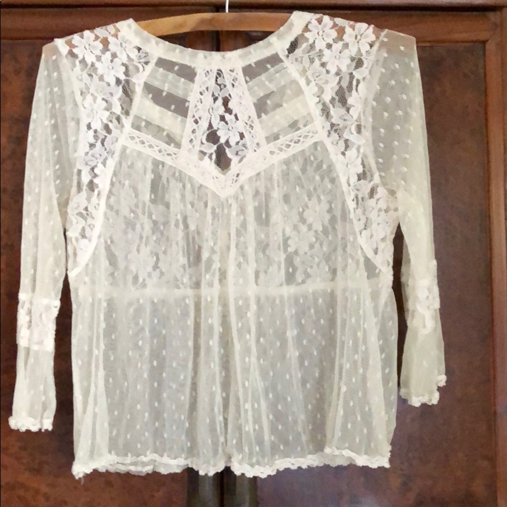 Free People Babydoll Eyelet Lace Top